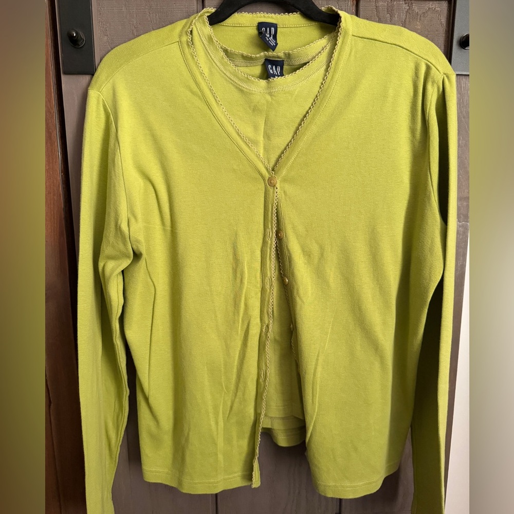 💚🥝GAP Kiwi Green Cotton Knit Twin Set
